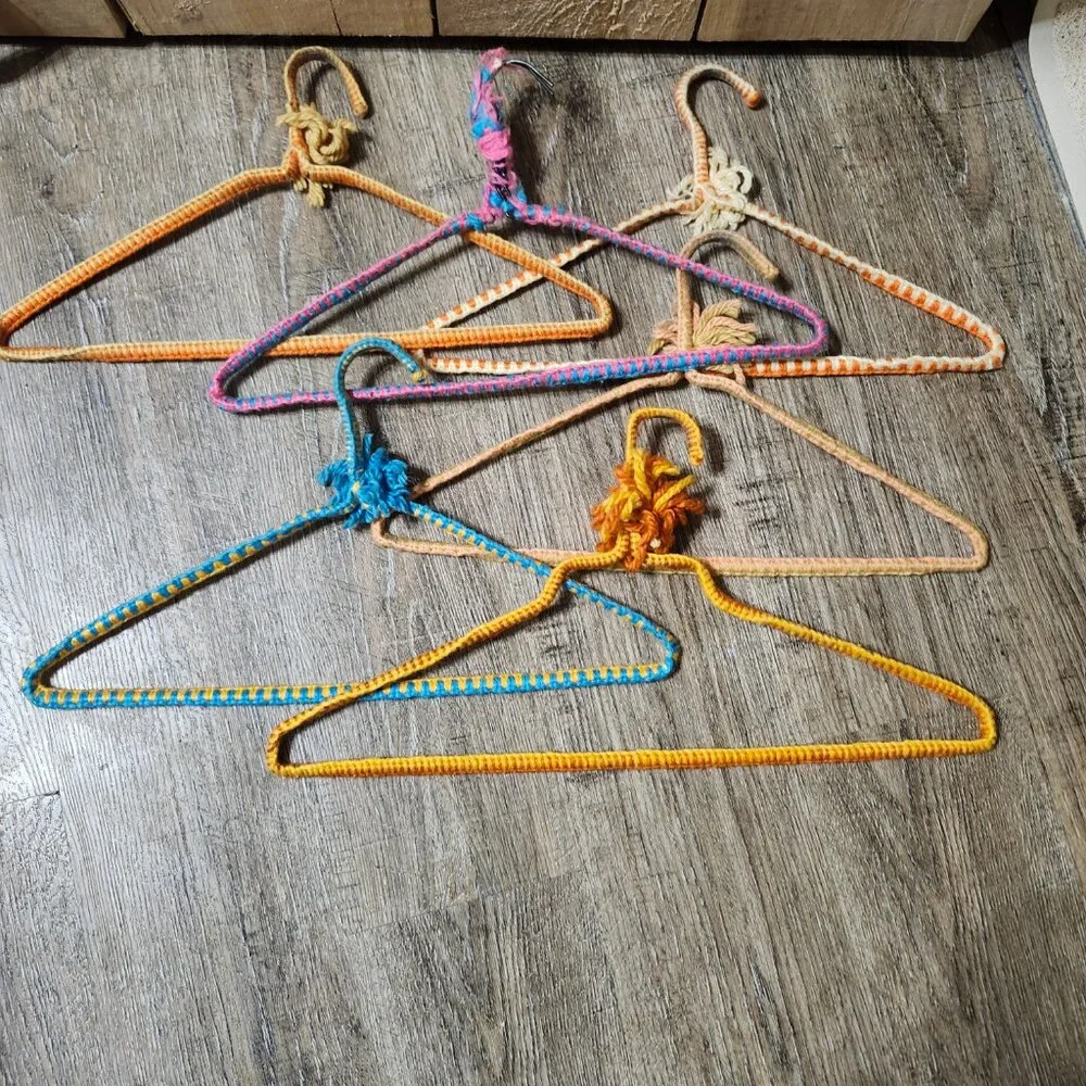 Six Yarn covered double wired hangers for durabilty